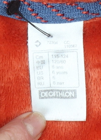 Quechua Girls Orange Fleece Hooded Full Zip Jacket 6 Years