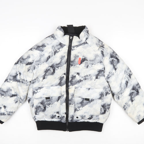 River Island Boys Black & White Tie Dye Puffer Jacket 7-8 Years Winter Coat