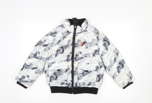 River Island Boys Black & White Tie Dye Puffer Jacket 7-8 Years Winter Coat