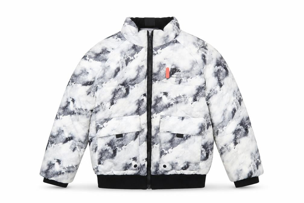 River Island Boys Black & White Tie Dye Puffer Jacket 7-8 Years Winter Coat