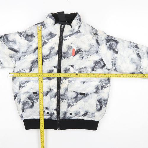 River Island Boys Black & White Tie Dye Puffer Jacket 7-8 Years Winter Coat
