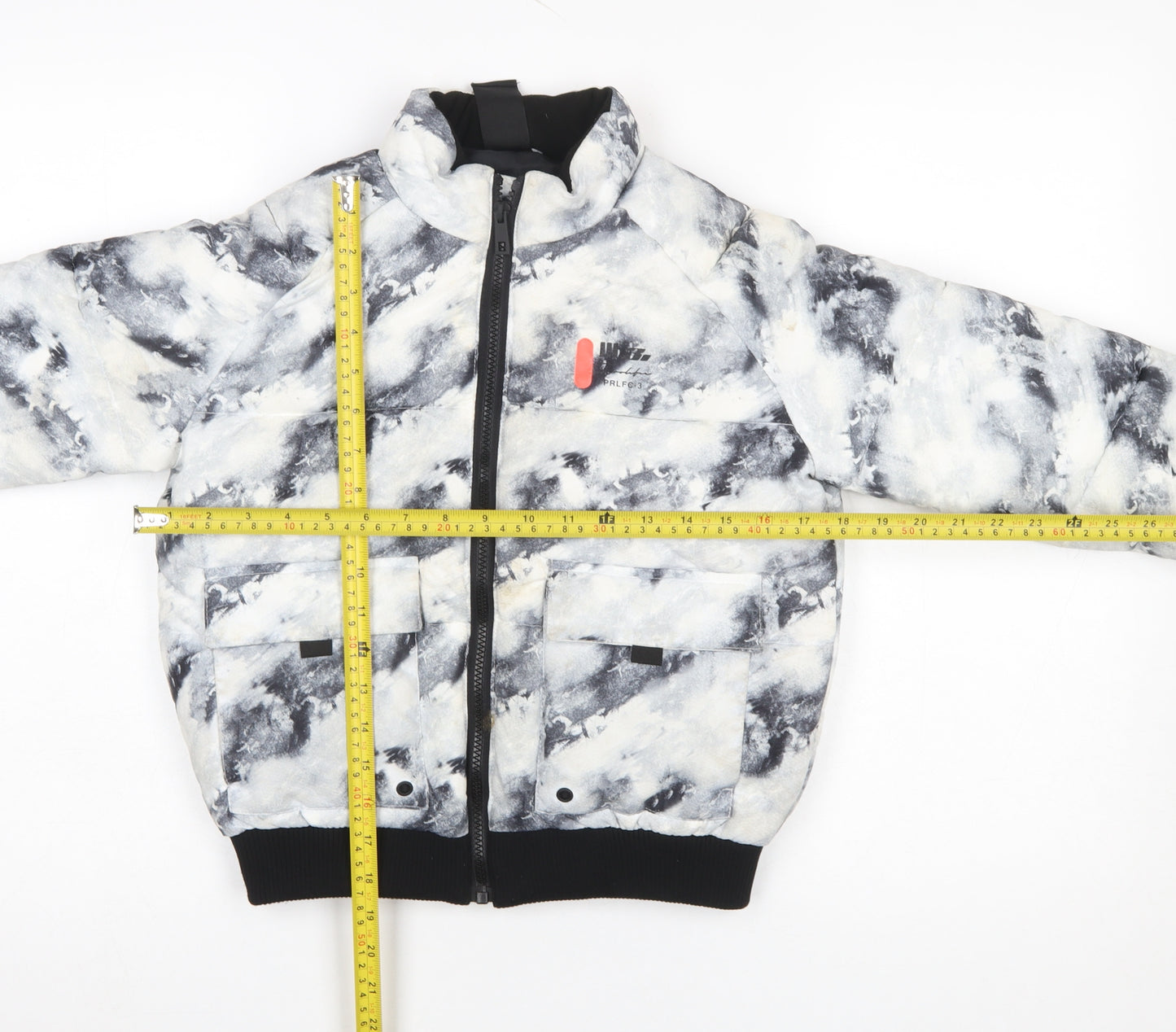 River Island Boys Black & White Tie Dye Puffer Jacket 7-8 Years Winter Coat