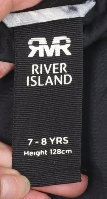 River Island Boys Black & White Tie Dye Puffer Jacket 7-8 Years Winter Coat