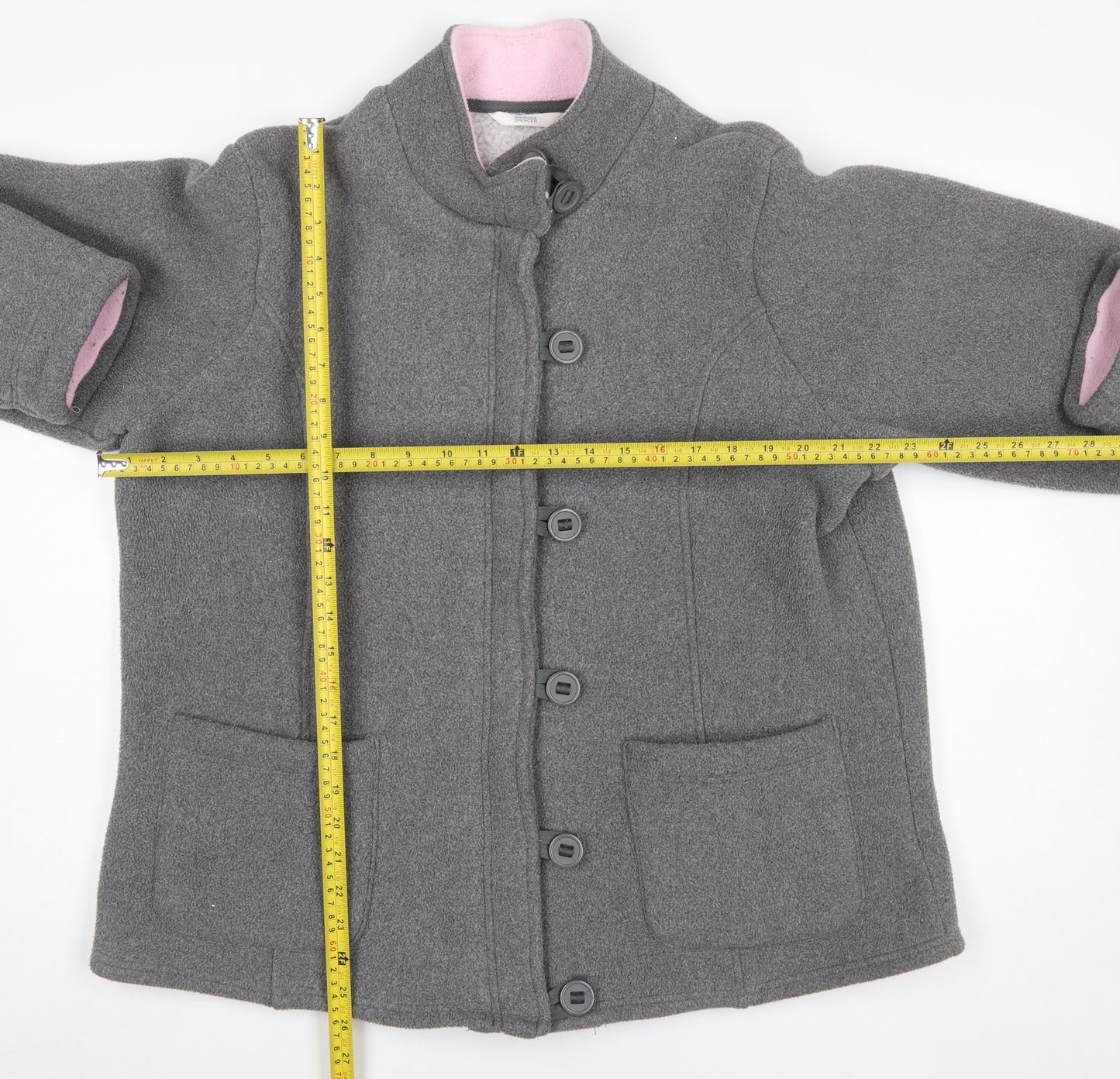 Marks and Spencer Women’s Grey Button Fleece Jacket UK 18