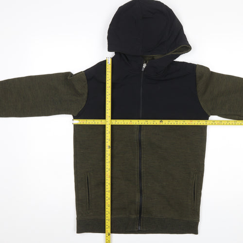 Marks and Spencer Boys Khaki & Black Full Zip Hoodie Age 13-14 Years