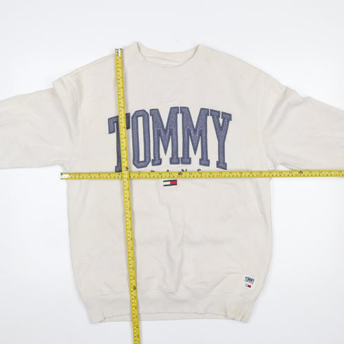 Tommy Jeans Men Beige Crew Neck Pullover Sweatshirt Size S