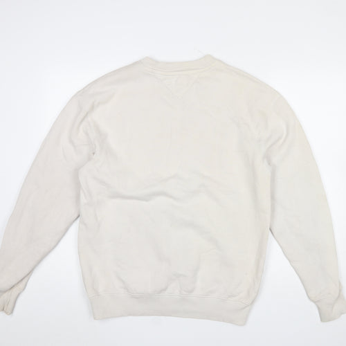 Tommy Jeans Men Beige Crew Neck Pullover Sweatshirt Size S