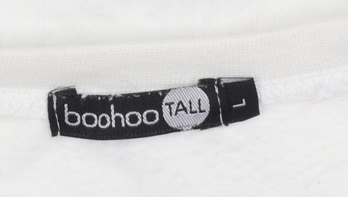 Boohoo Tall Womens White Arizona Orange Print Pullover Sweatshirt Size L