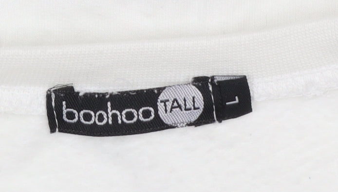 Boohoo Tall Womens White Arizona Orange Print Pullover Sweatshirt Size L