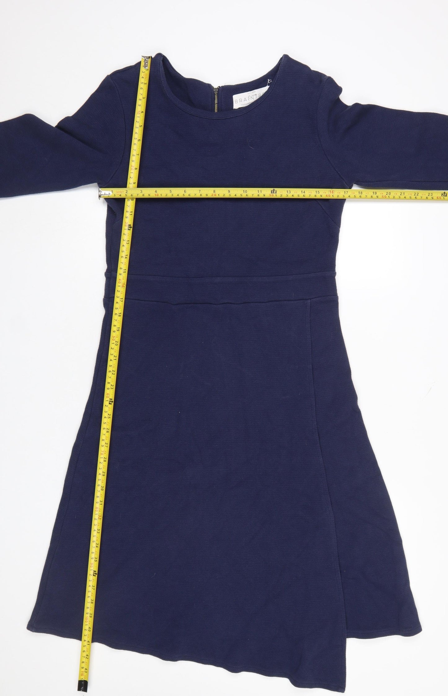 Braintree Women Navy Blue L Asymmetric Organic Cotton Dress