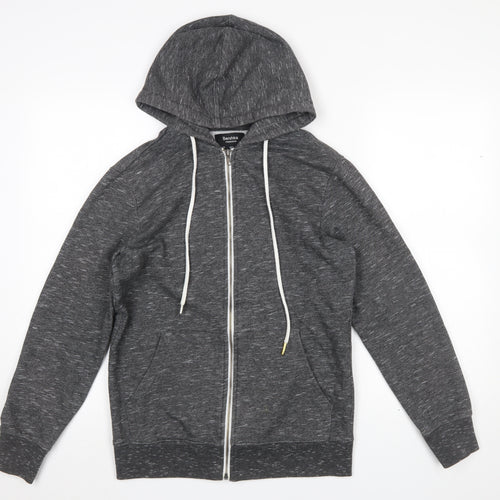 Bershka Womens Grey Full Zip Hoodie XS Cotton Blend Casual