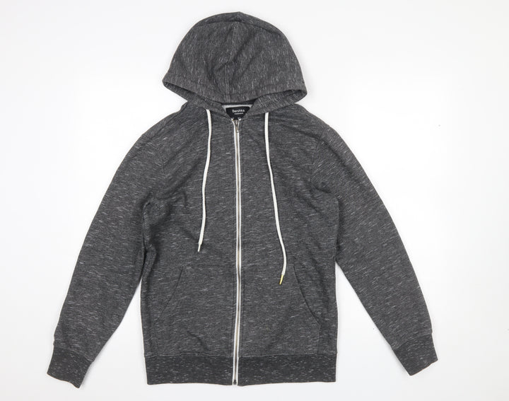 Bershka Womens Grey Full Zip Hoodie XS Cotton Blend Casual