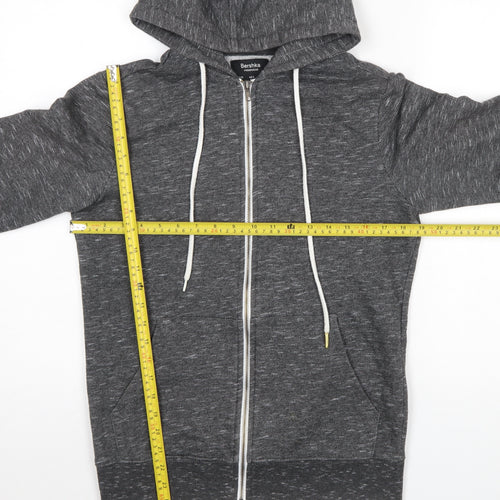 Bershka Womens Grey Full Zip Hoodie XS Cotton Blend Casual