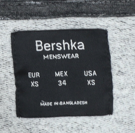 Bershka Womens Grey Full Zip Hoodie XS Cotton Blend Casual
