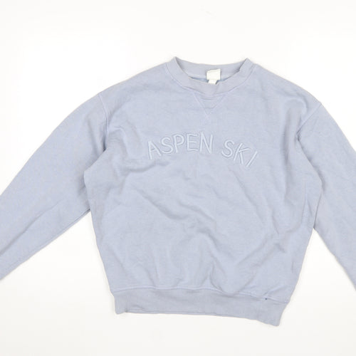 H&M Women Blue Aspen Ski Pullover Sweatshirt XS Cotton Blend