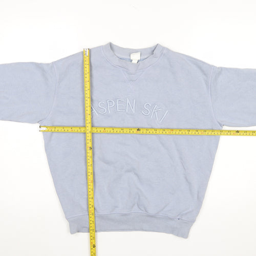 H&M Women Blue Aspen Ski Pullover Sweatshirt XS Cotton Blend