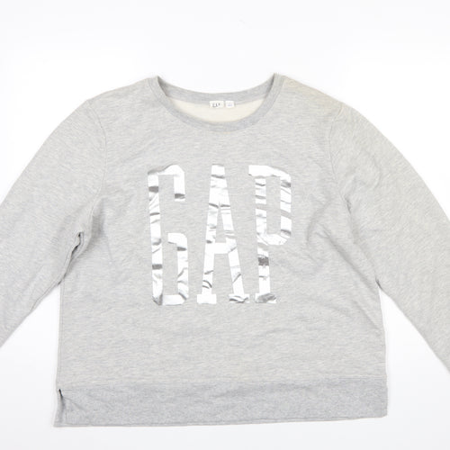 GAP Womens Grey Logo Pullover Sweatshirt Size XL Cotton Blend