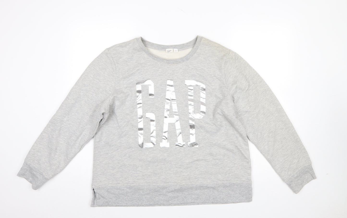 GAP Womens Grey Logo Pullover Sweatshirt Size XL Cotton Blend