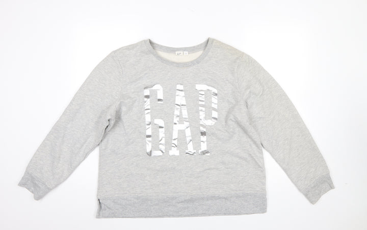 GAP Womens Grey Logo Pullover Sweatshirt Size XL Cotton Blend