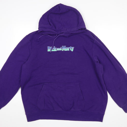 H&M Men’s Purple Rick and Morty Pullover Hoodie XL Regular Fit