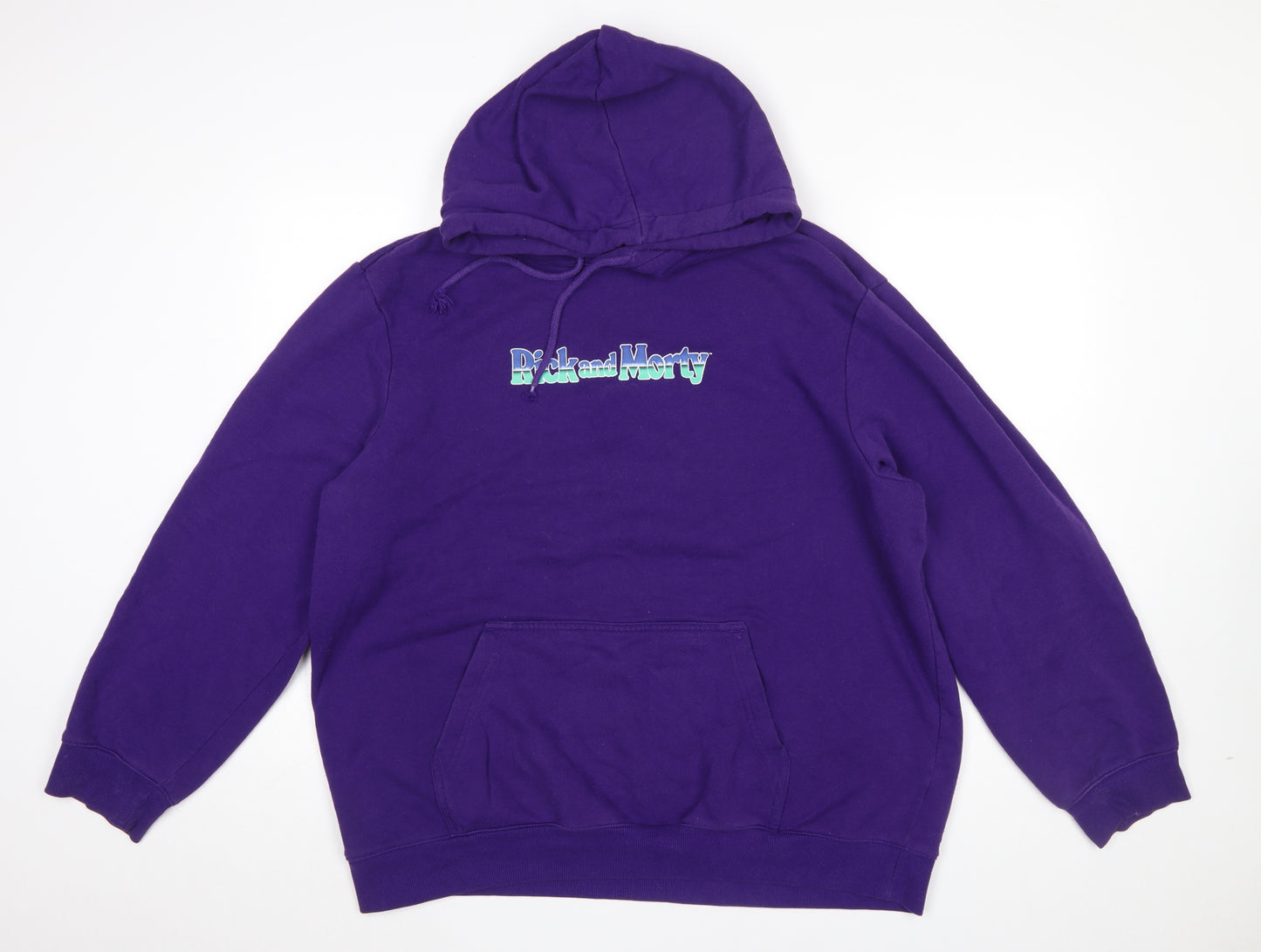 H&M Men’s Purple Rick and Morty Pullover Hoodie XL Regular Fit