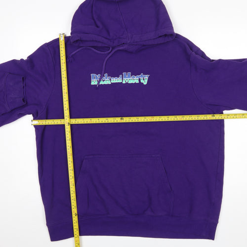 H&M Men’s Purple Rick and Morty Pullover Hoodie XL Regular Fit