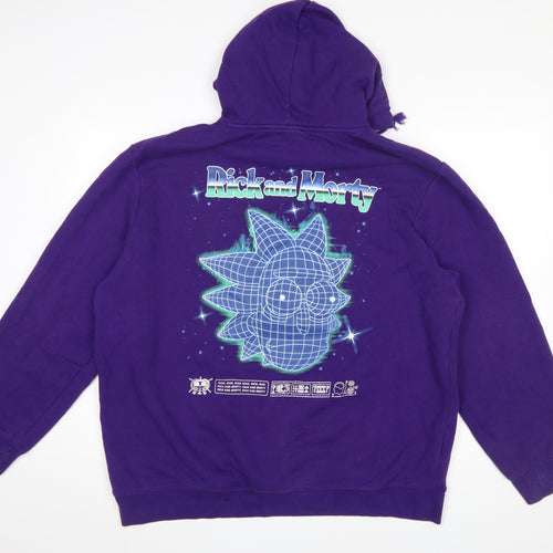 H&M Men’s Purple Rick and Morty Pullover Hoodie XL Regular Fit