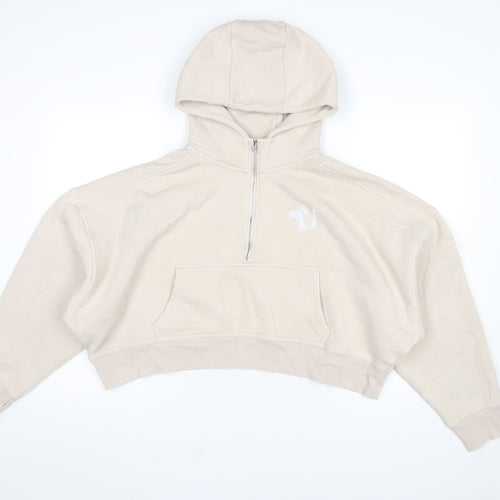 TALA Women Beige 1/2 Zip Hoodie Medium Organic Cotton Blend
