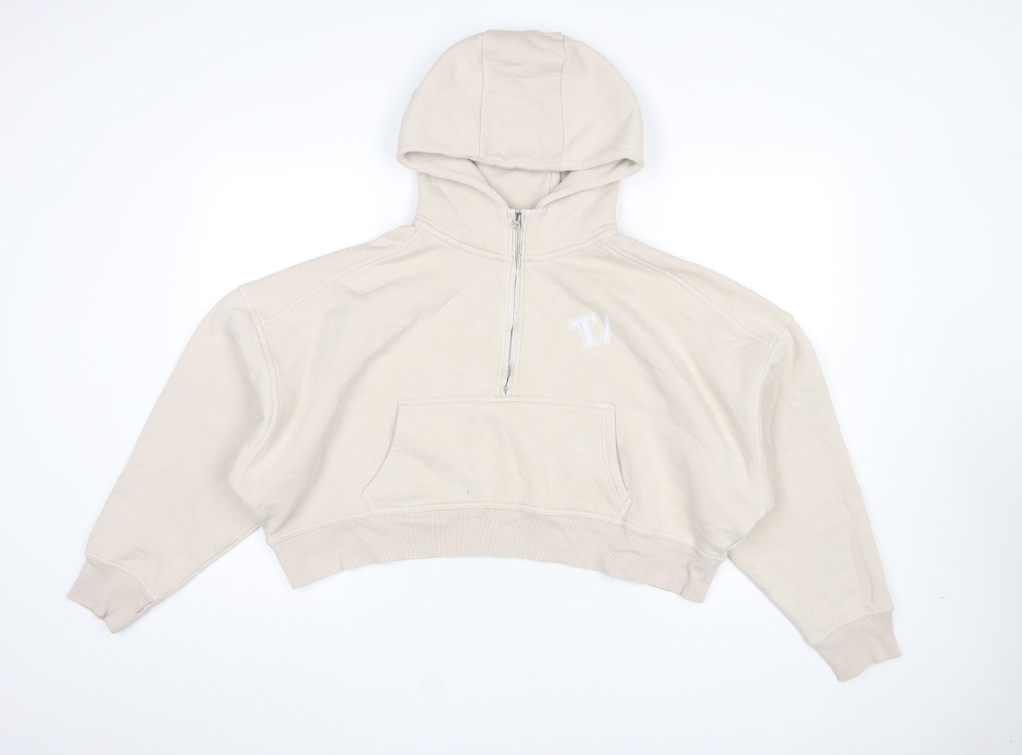 TALA Women Beige 1/2 Zip Hoodie Medium Organic Cotton Blend
