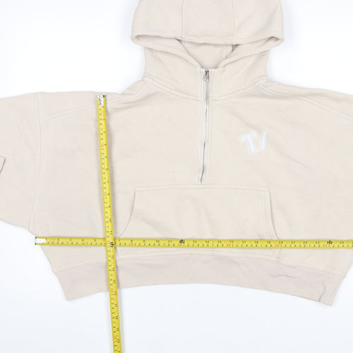 TALA Women Beige 1/2 Zip Hoodie Medium Organic Cotton Blend