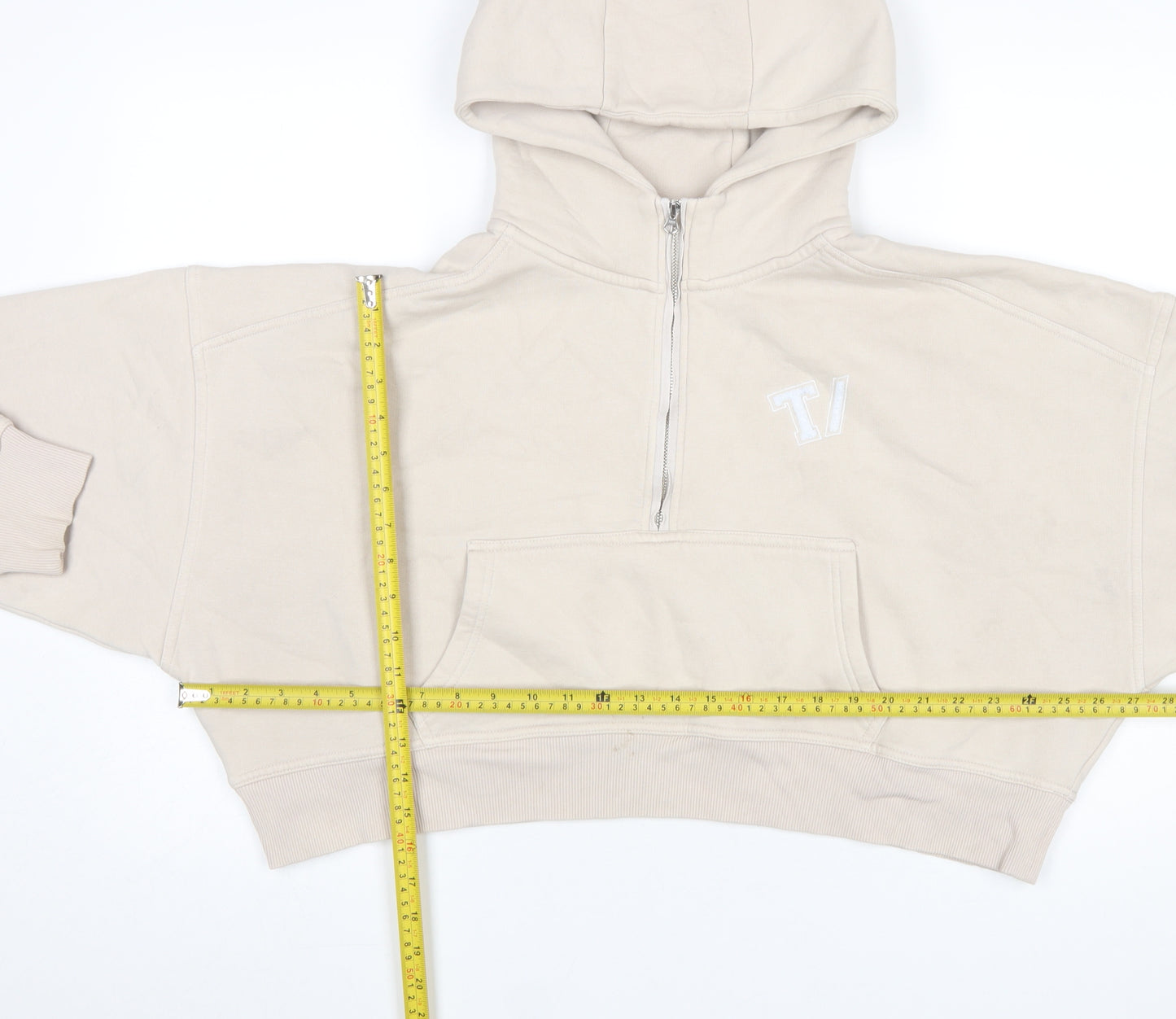 TALA Women Beige 1/2 Zip Hoodie Medium Organic Cotton Blend
