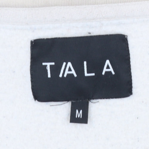 TALA Women Beige 1/2 Zip Hoodie Medium Organic Cotton Blend