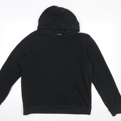 Brave Soul Men’s Black Pullover Hoodie Size L Long Sleeve Cotton Blend