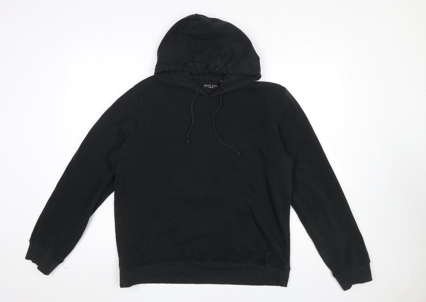 Brave Soul Men’s Black Pullover Hoodie Size L Long Sleeve Cotton Blend