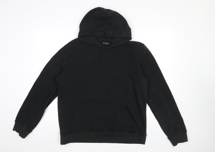Brave Soul Men’s Black Pullover Hoodie Size L Long Sleeve Cotton Blend