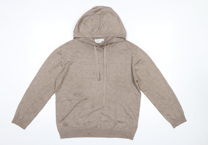 Saint Tropez Women’s Beige Hooded Pullover Jumper Size L Viscose Knit