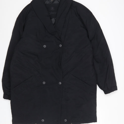 BHS Women's Black Polyester Long Overcoat Size 10