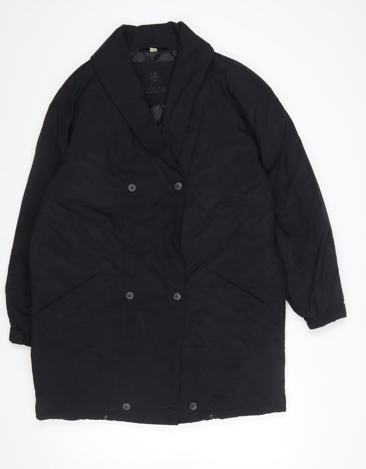 BHS Women's Black Polyester Long Overcoat Size 10
