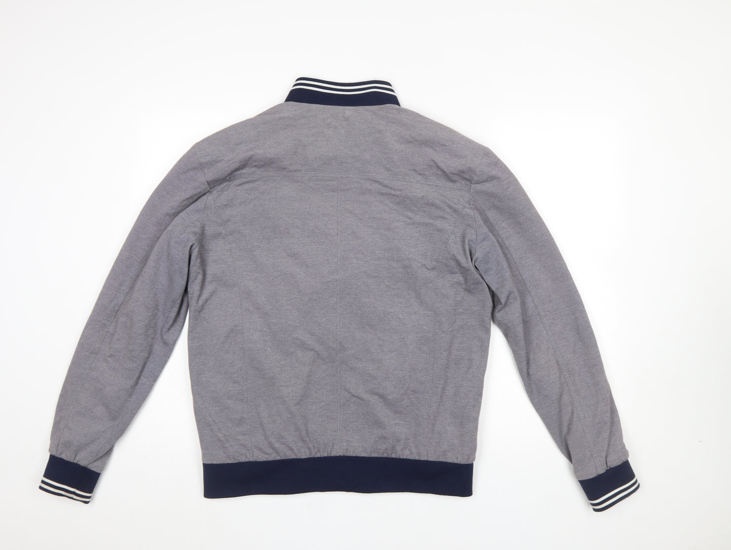 Zara Men’s Grey Bomber Jacket L Cotton Blend Lightweight
