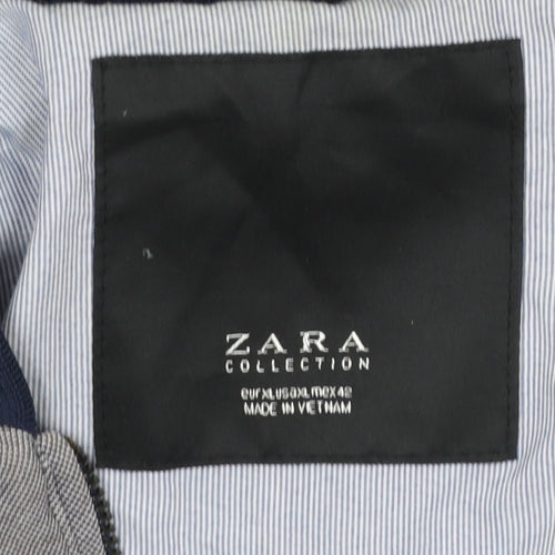 Zara Men’s Grey Bomber Jacket L Cotton Blend Lightweight