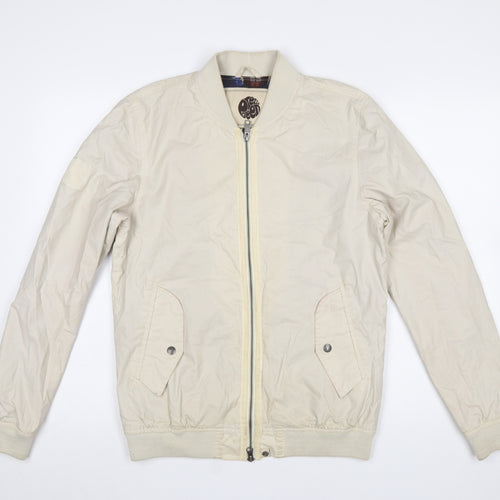 Pretty Green Men's Beige Bomber Jacket Size S Cotton Casual