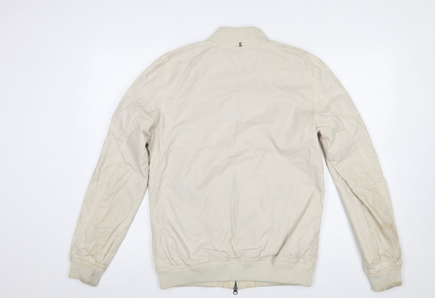 Pretty Green Men's Beige Bomber Jacket Size S Cotton Casual