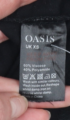 Oasis Women Black XS Button Front Sleeveless Short Pinafore Dress