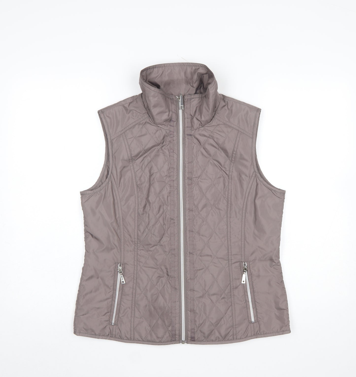 Rabe Womens Grey Quilted Lightweight Zip Waistcoat Size 12