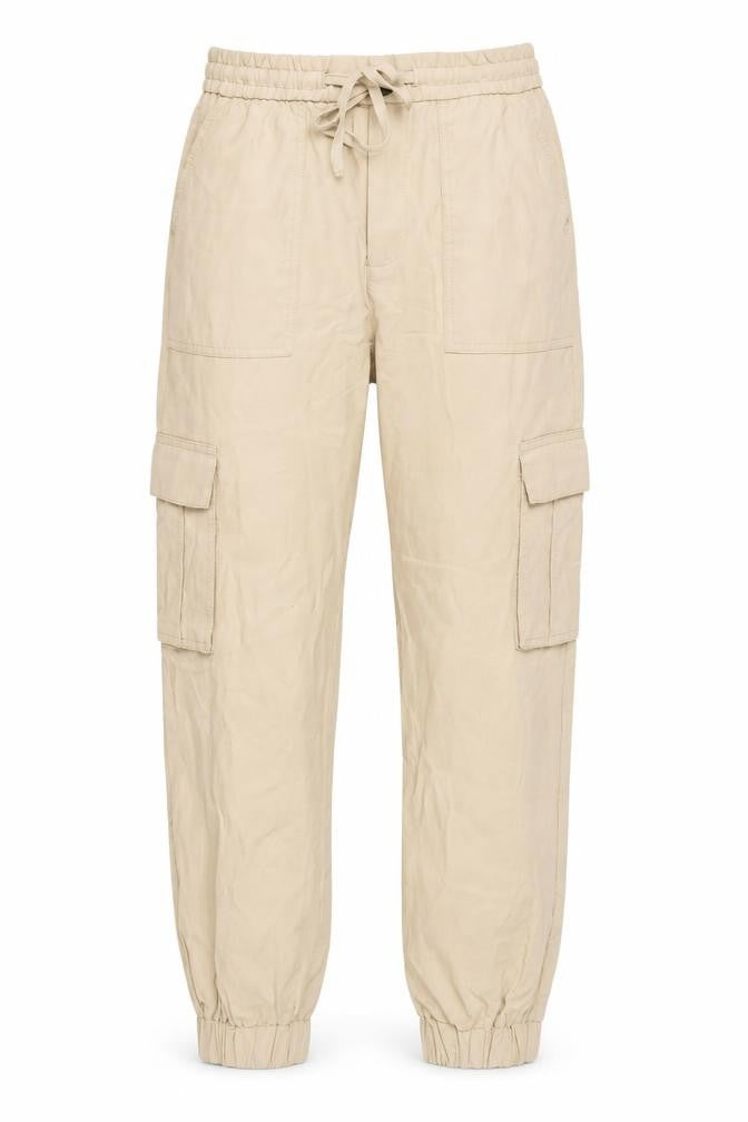 Zara Women Beige Cotton Cargo Trousers S Relaxed Fit Drawstring