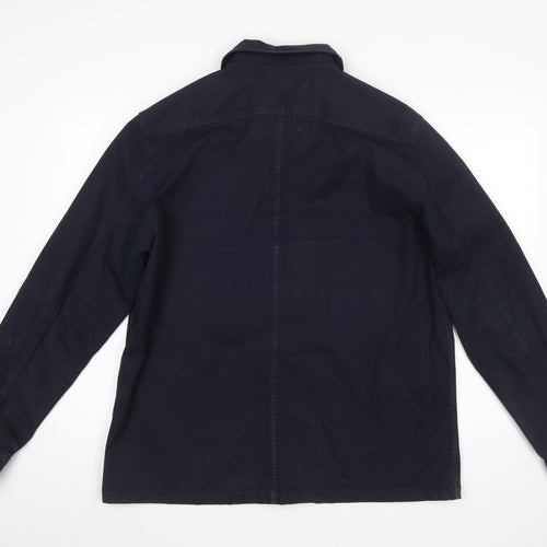 George Men's Blue Cotton Zip-Up Twill Jacket Size L