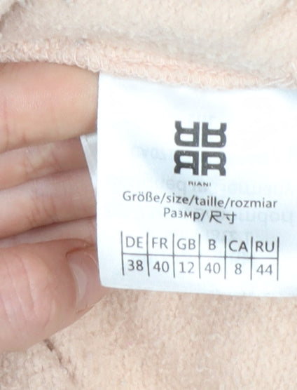 Riani Women Beige Full Zip Hoodie Size 12 Cotton Blend