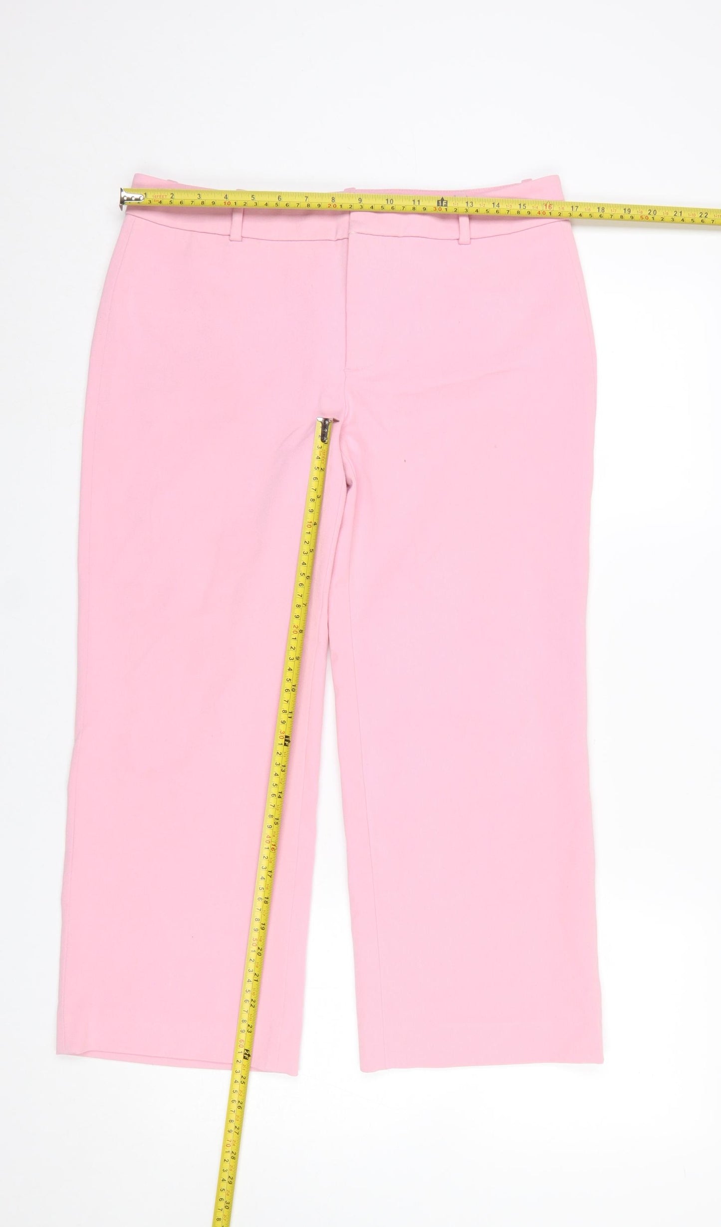 Zara Woman Pink Slim Straight Trousers Womens Size 12