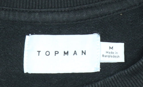 Topman Men's Black Crew Neck Sweatshirt Size M Classic Cotton Blend