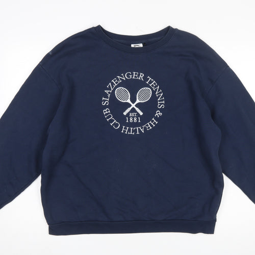 Slazenger Women Navy Blue Crew Neck Pullover Sweatshirt UK 14